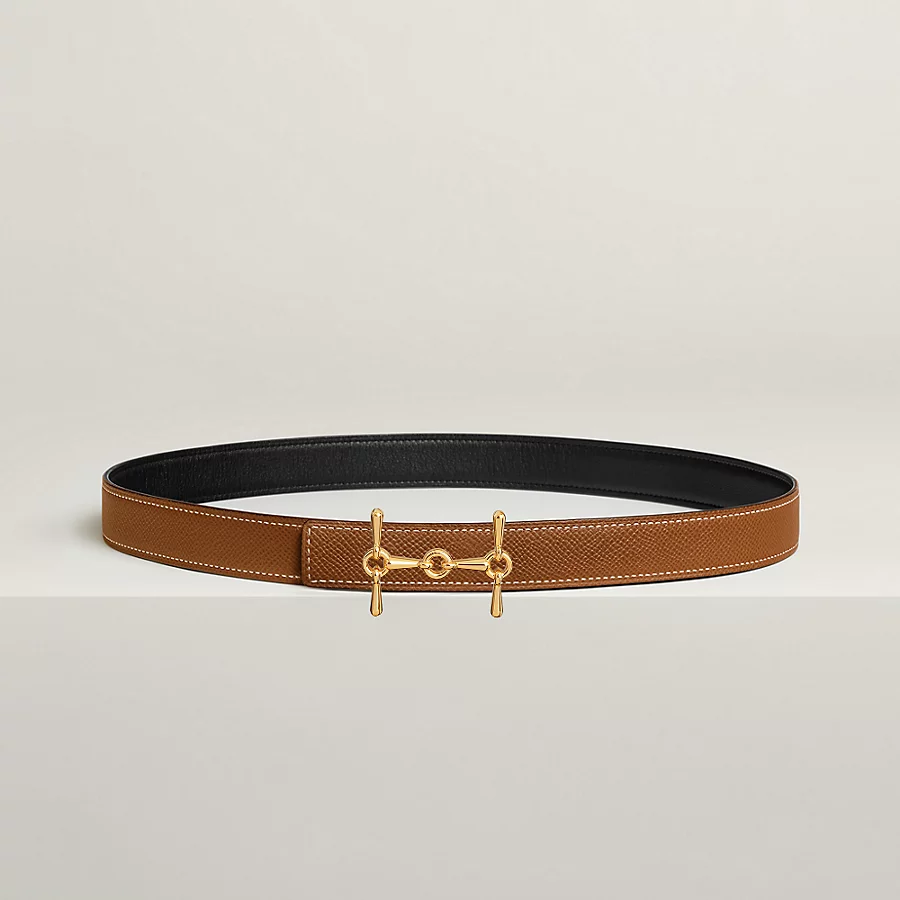H Equestre belt buckle & Reversible leather strap 24 mm - Image 2